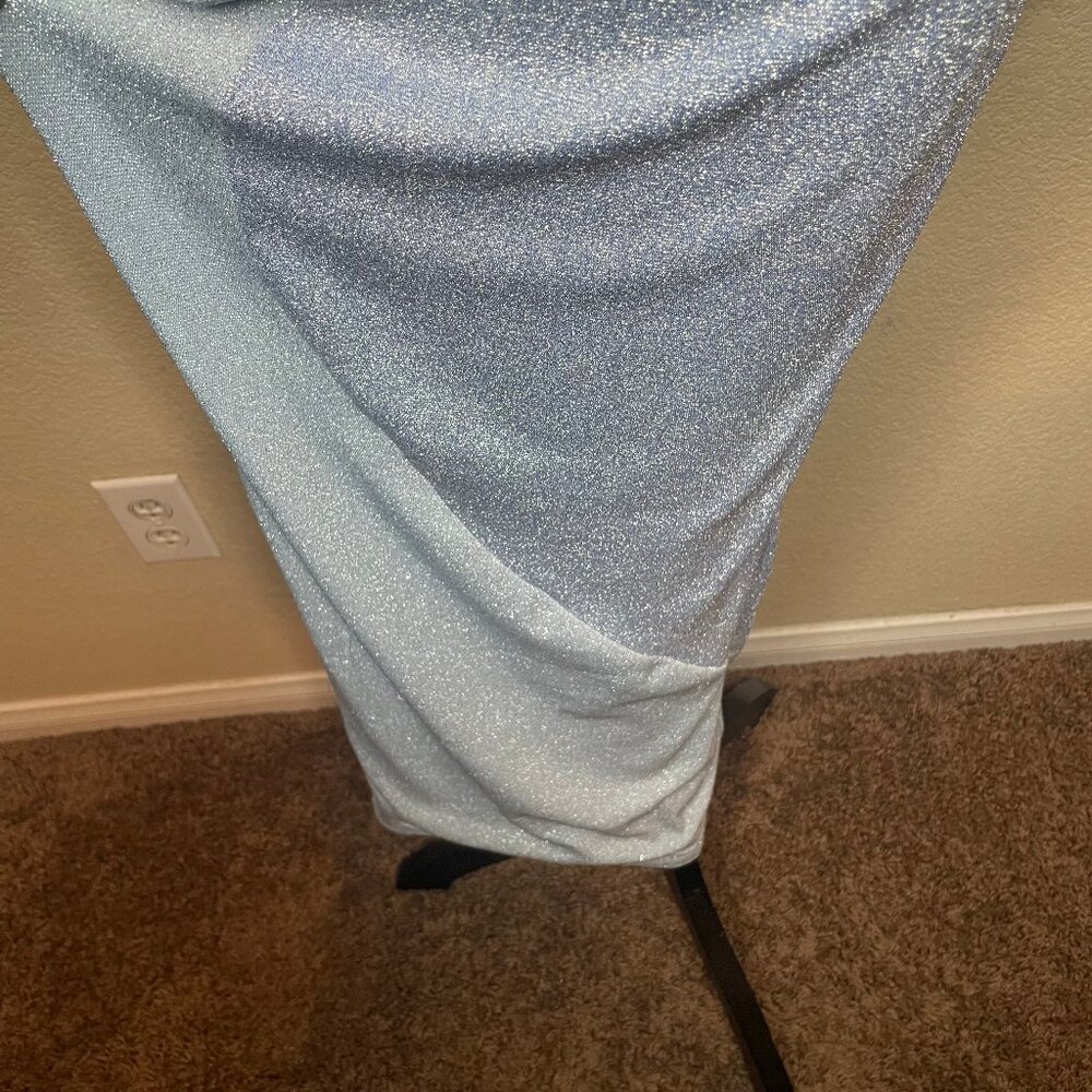 Naked Wardrobe Blue Shimmer Glow For It Swirl Bodycon Maxi Dress Size M - Picture 6 of 14